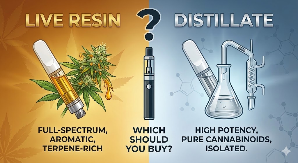 live resin vs distillate cartridges
